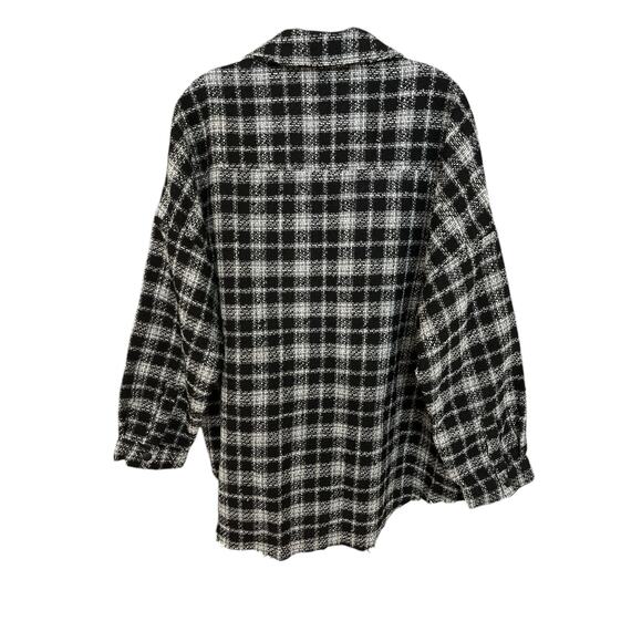 Dex Black and White Plaid Button Up Jacket Shacket Size XL - Picture 3 of 10